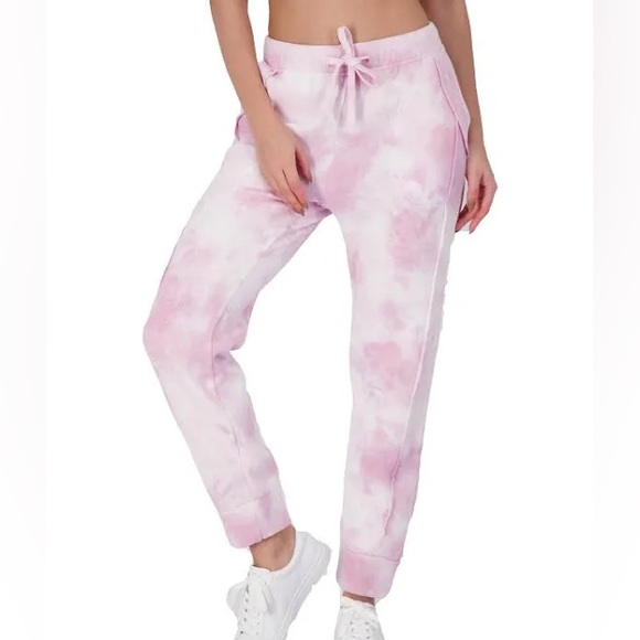 Free People Pants - Free People Work it Out Pink and White Tie Dye Joggers